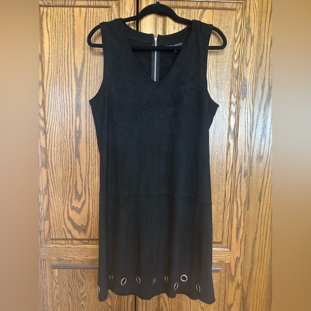 Alison Andrews Black Sleeveless Midi Dress with Eyelet Hem size large